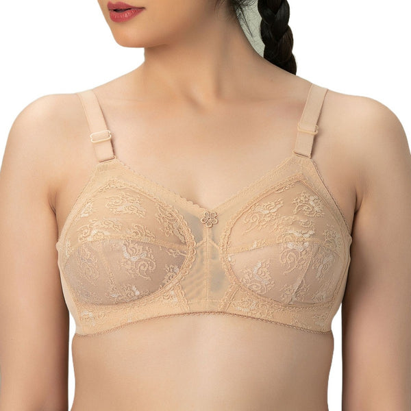 DORIA Lace Formal Bra for Women – Control & Support, Non-Padded, B/C/D Cup (34–46), Skin Tone